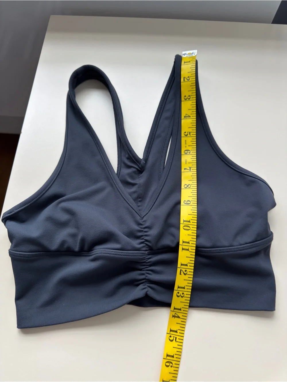 Alo Yoga Charcoal Gray Wild Thing Ruched V-Neck Crop Sports Bra Size S